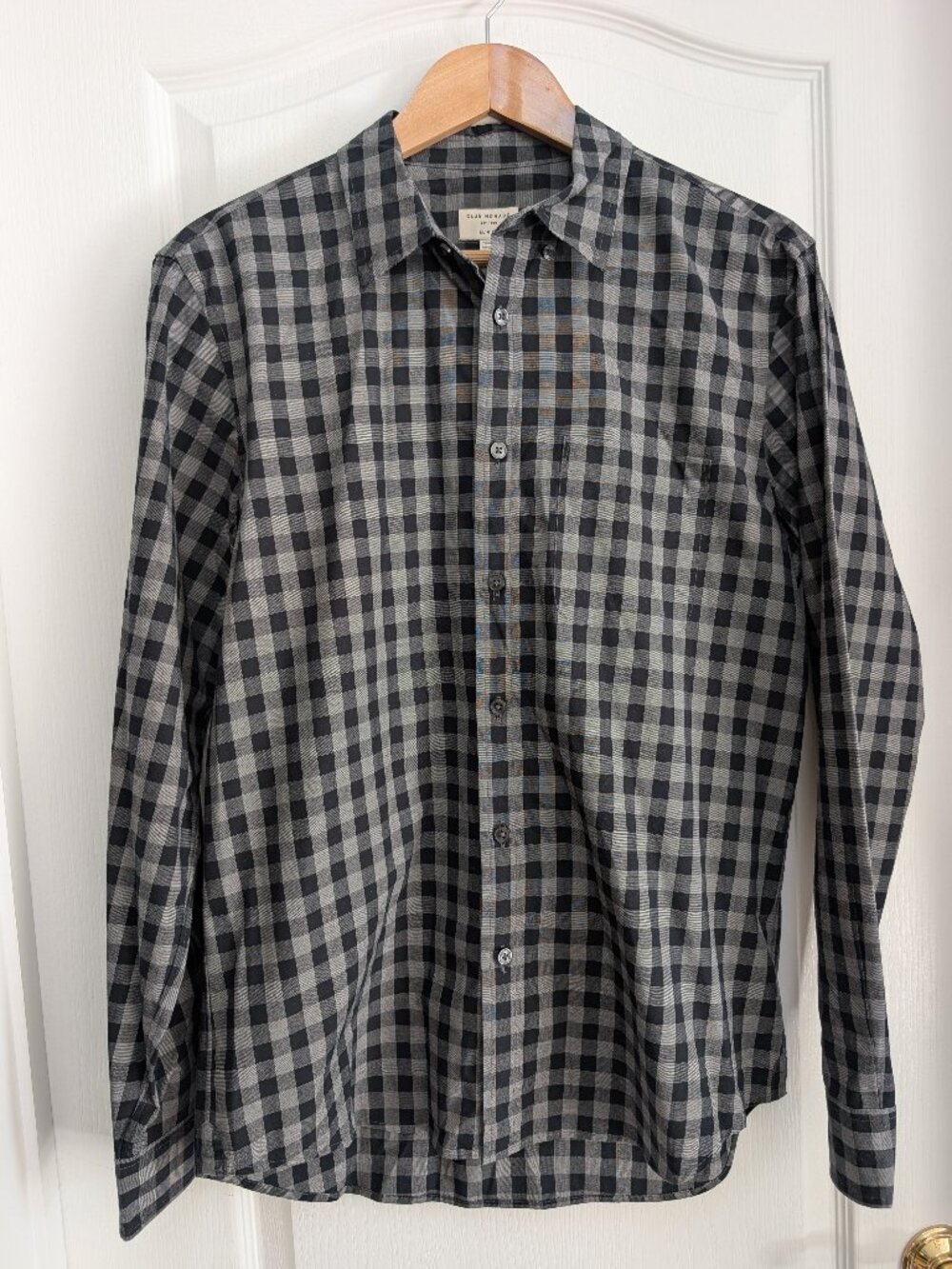 Club Monaco Slim Fit Gray Buffalo Check Shirt M